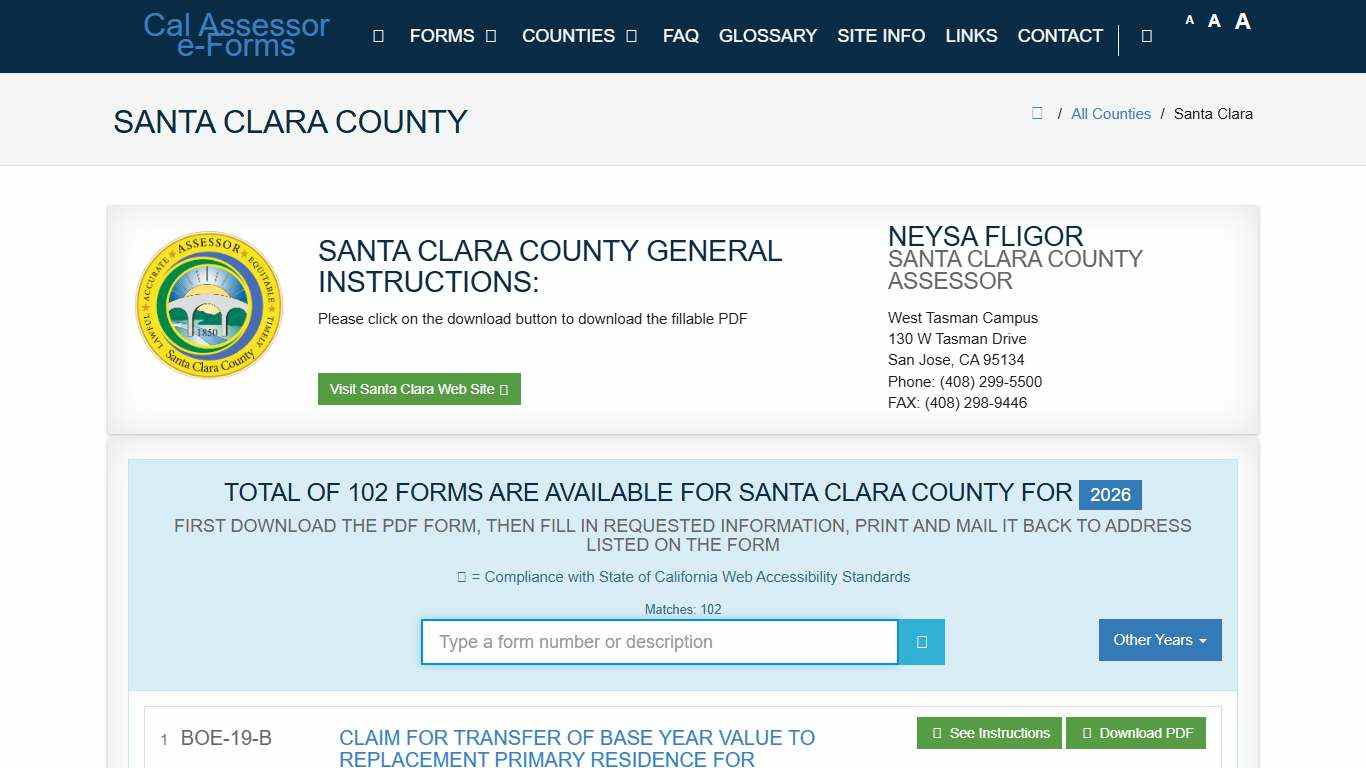 CAA e-Forms Service Center - santa clara
