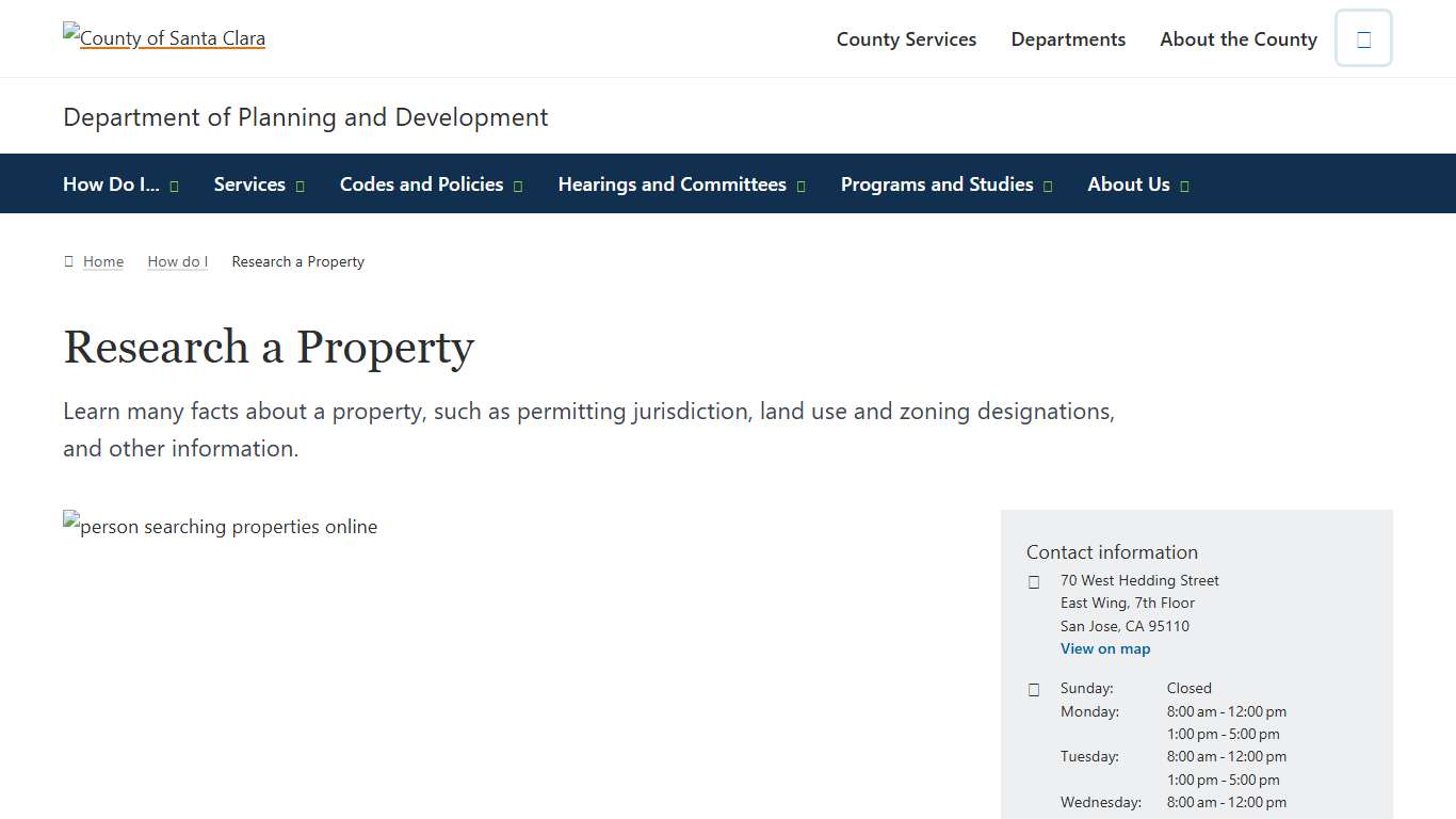 Research a Property Department of Planning and Development County of Santa Clara